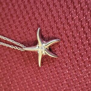 NWT Cookie Lee Crystal Silver Starfish Necklace